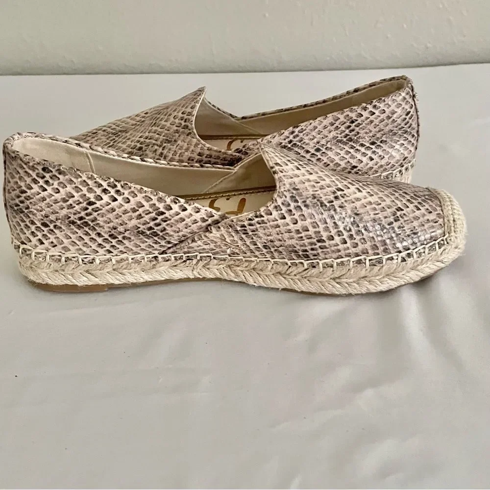 Sam Edelman Leather Snake Skin Print Espadrilles Women’s Sz 7